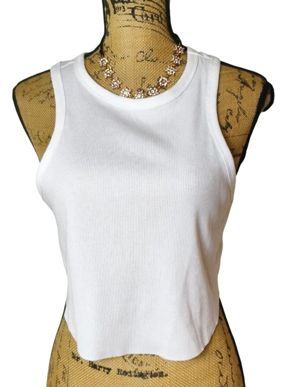 Wild Fable Womens XL Crop Top Tank White Ribbed Sleeveless Stretch Casual NEW